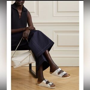 Birkenstock silver Arizona metallic sandals 38